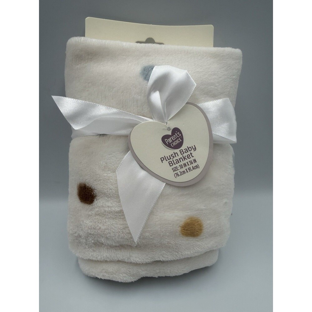 Parents Choice Polka Dots Plush Baby Blanket Off White Lightweight Colorful Dots